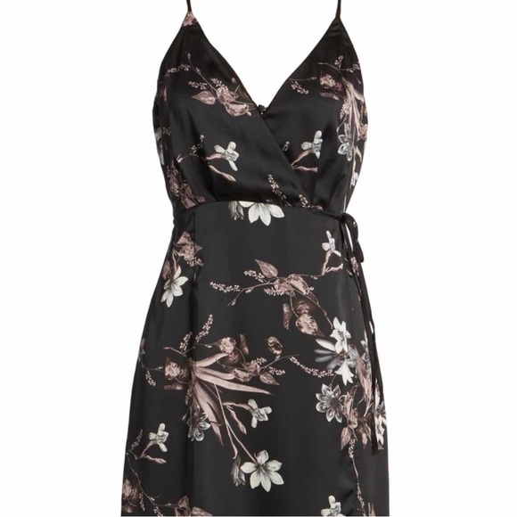 Astr Dresses | Astr Satin Floral Wrap Dress | Poshmark